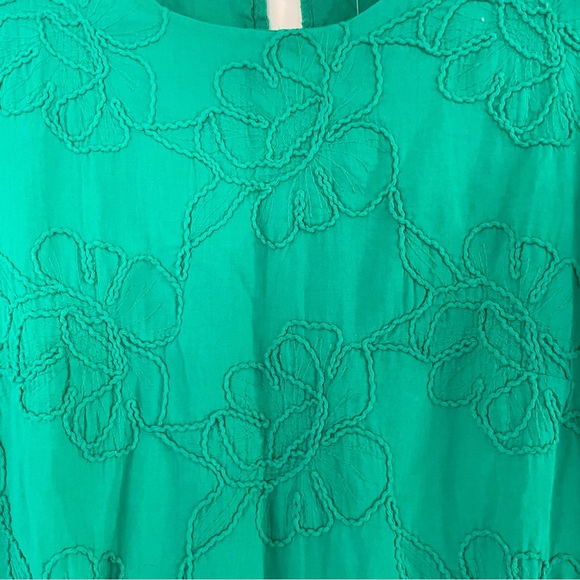 New! J. Crew green puff sleeve embroidered dress 26577 - Picture 4 of 10